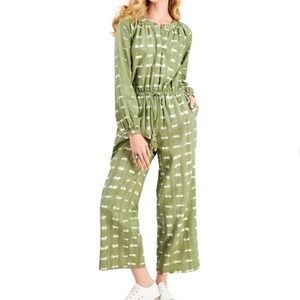 Style & co green long sleeve jumpsuit